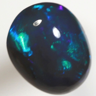SOLID BLACK OPAL Bright turquoise and blue rolling flashes